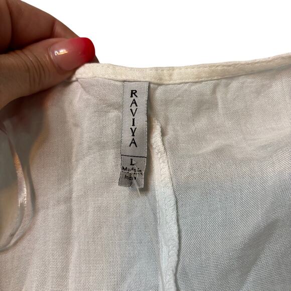 Raviya White Crochet Trim Kimono Swim Cover-Up Dress L Resort Boho - Picture 6 of 8